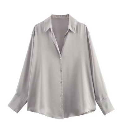 Ivy Langarmbluse | Moderne Seidenbluse für Damen mit Knöpfen