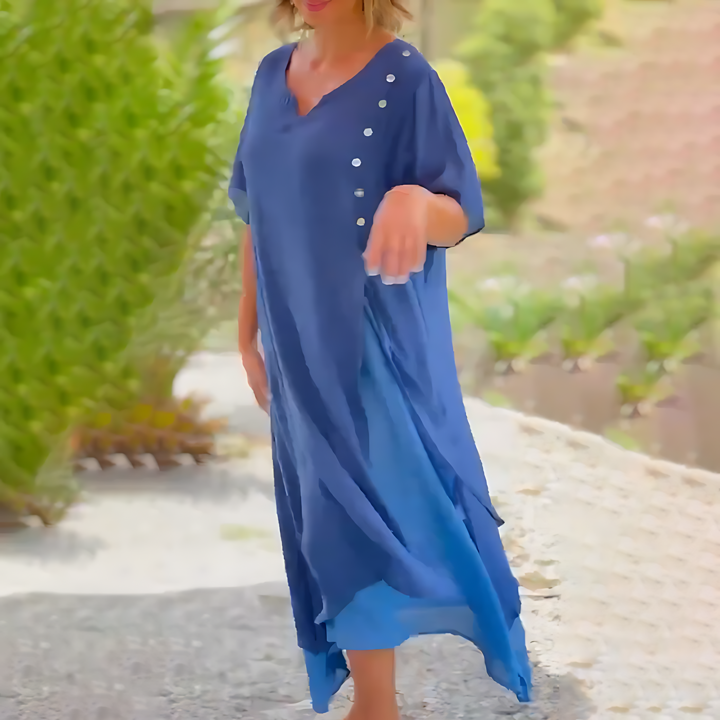 Bridgette - Bequemes, lockeres Kleid mit V-Ausschnitt