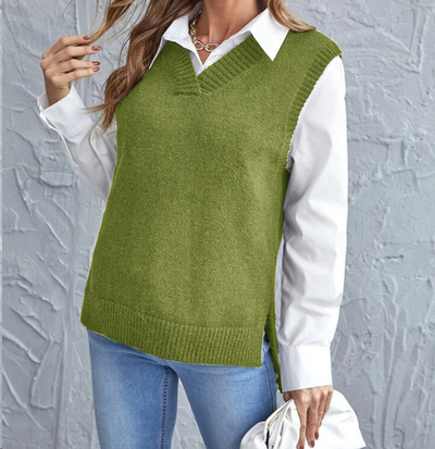 Naomi Pullunder | Luxuriöser ärmelloser Pullover mit V-Ausschnitt für Damen