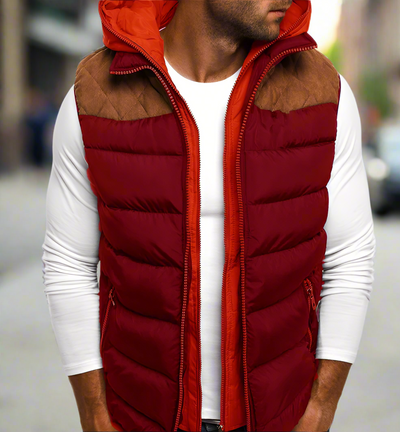 Weste für Herren - Stilvolle gepolsterte Übergangsjacke mit Kapuze