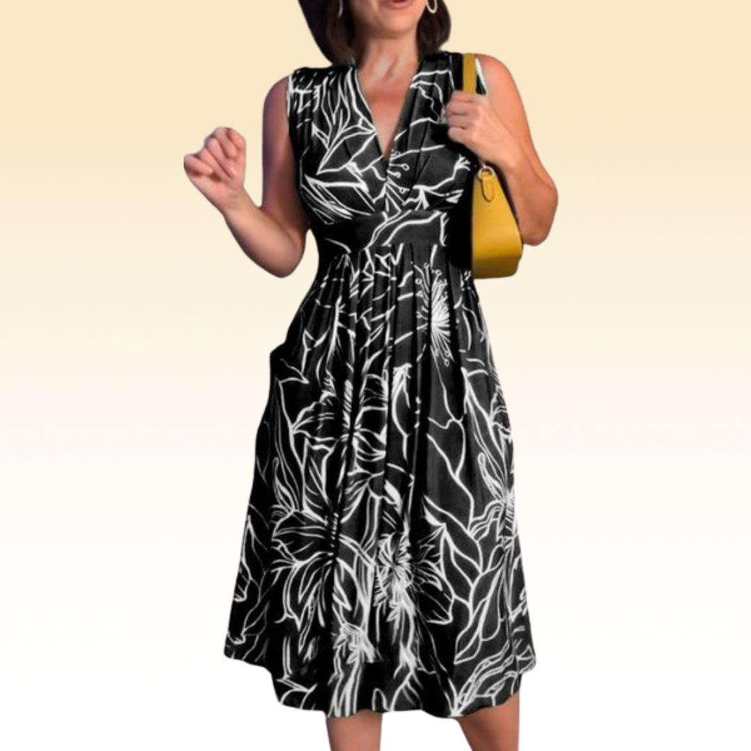 Iris | Elegantes Maxikleid mit zartem Blumenmuster