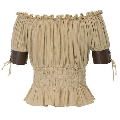 Renaissance Style Half Sleeve Lace-Up Blouse