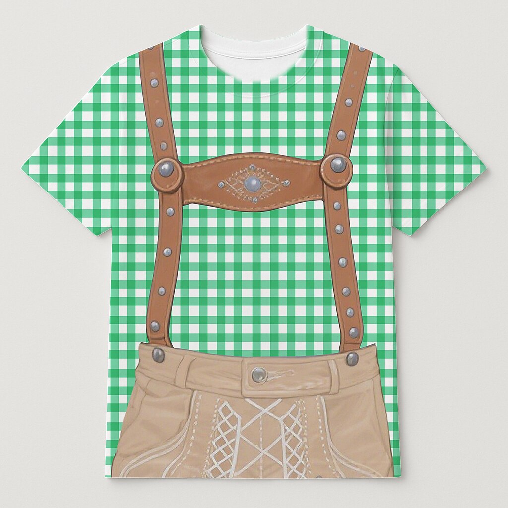 Men's Oktoberfest Blue Green Lederhosen Graphic T-shirt