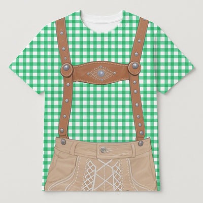 Men's Oktoberfest Blue Green Lederhosen Graphic T-shirt
