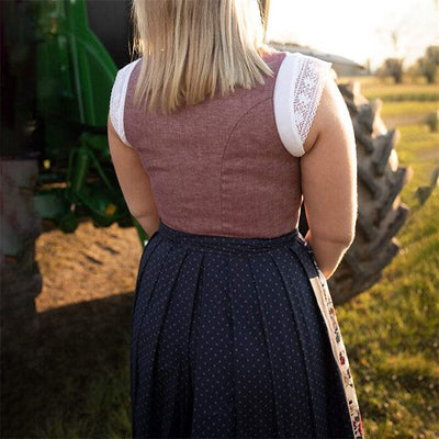 Oktoberfest Women's Pink Dirndl Dress with Polka Dot Apron