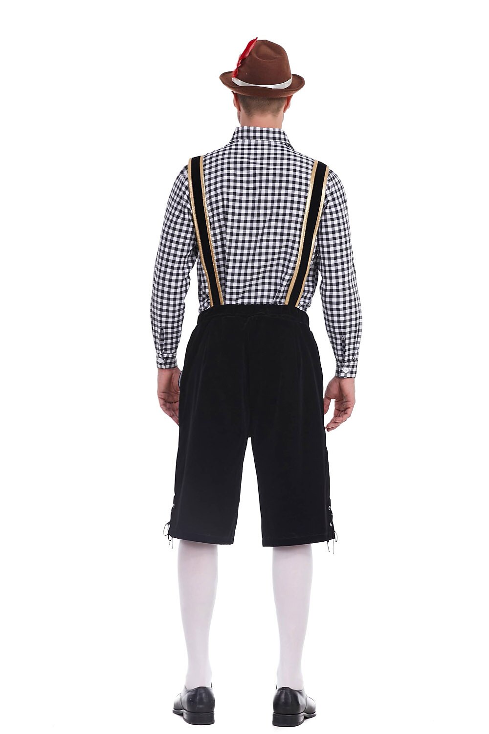 Oktoberfest Men’s Costume Set with Embroidered Lederhosen and Shirt
