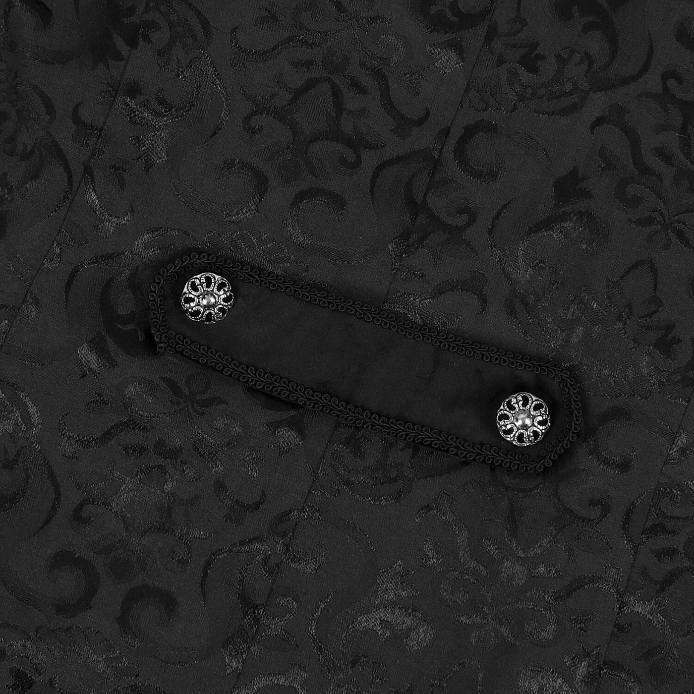 Men's Steampunk Black Brocade Tailcoat