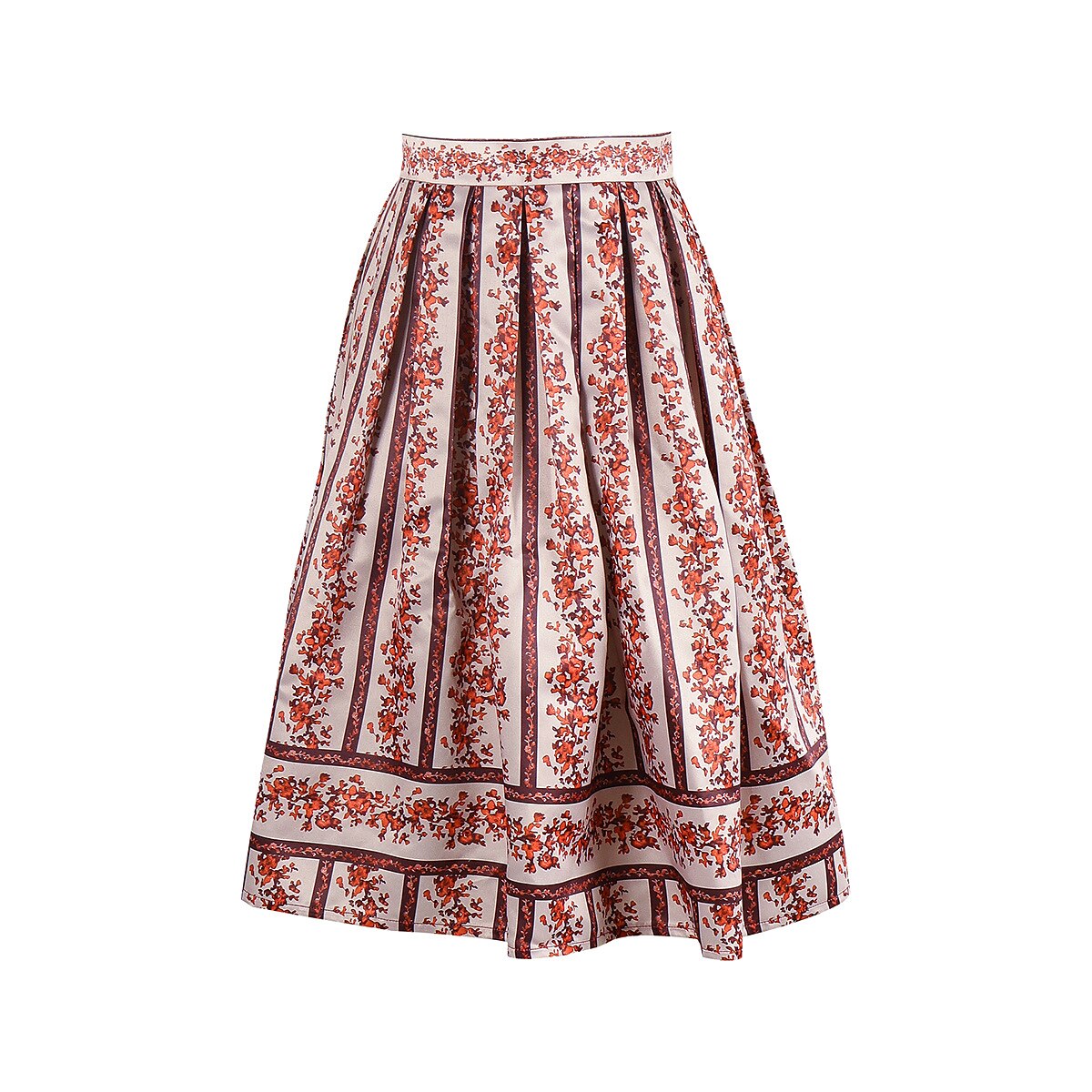 Bavarian-Inspired Pink Floral Midi Skirt