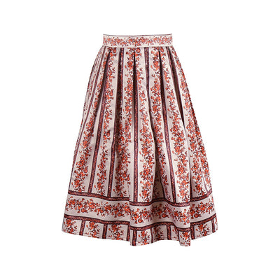 Bavarian-Inspired Pink Floral Midi Skirt