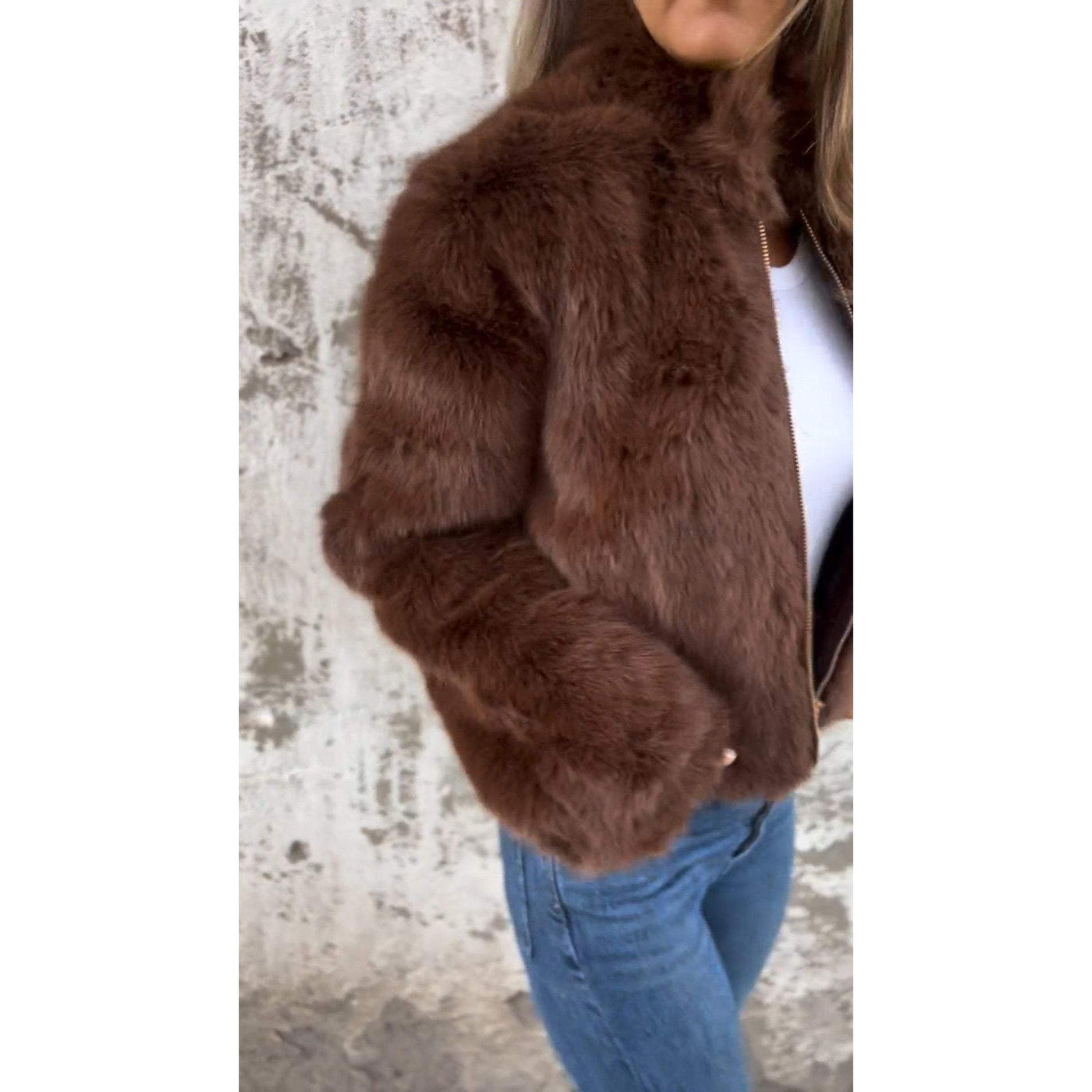 Clem | PU Bond Jacke mit hohem Kragen und Reißverschluss