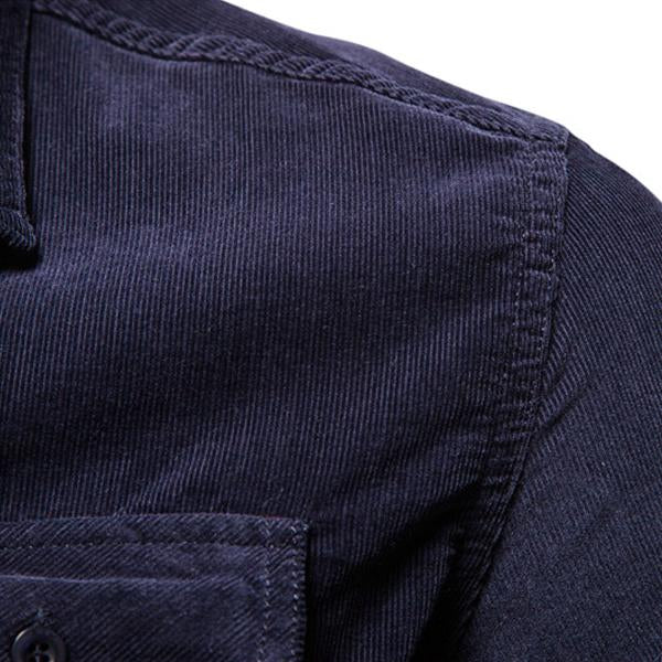 Herren Klassisch Cordhemd mit langen Ärmeln