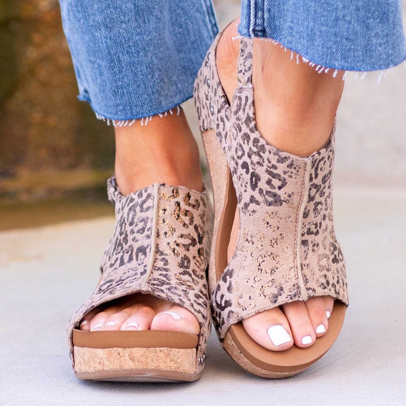 Keilsandaletten für Damen - Trendige Bequeme Sandalen mit Korksohle für Sommer