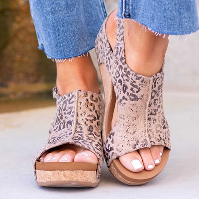 Keilsandaletten für Damen - Trendige Bequeme Sandalen mit Korksohle für Sommer