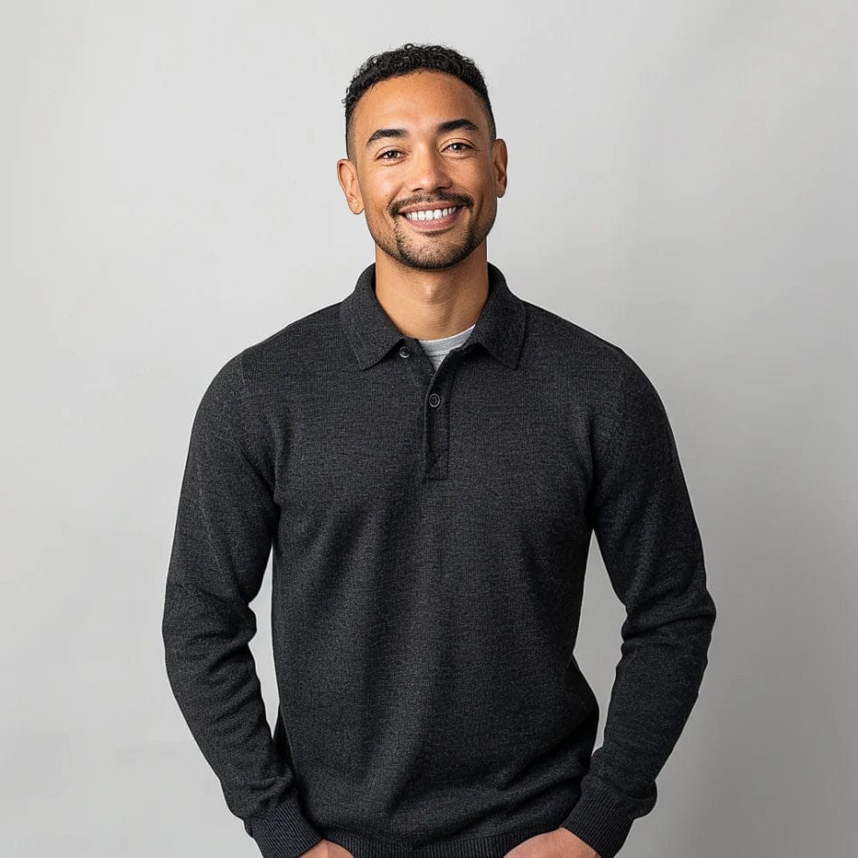 Herren Polo Strick Pullover | Langarm