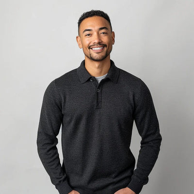 Herren Polo Strick Pullover | Langarm