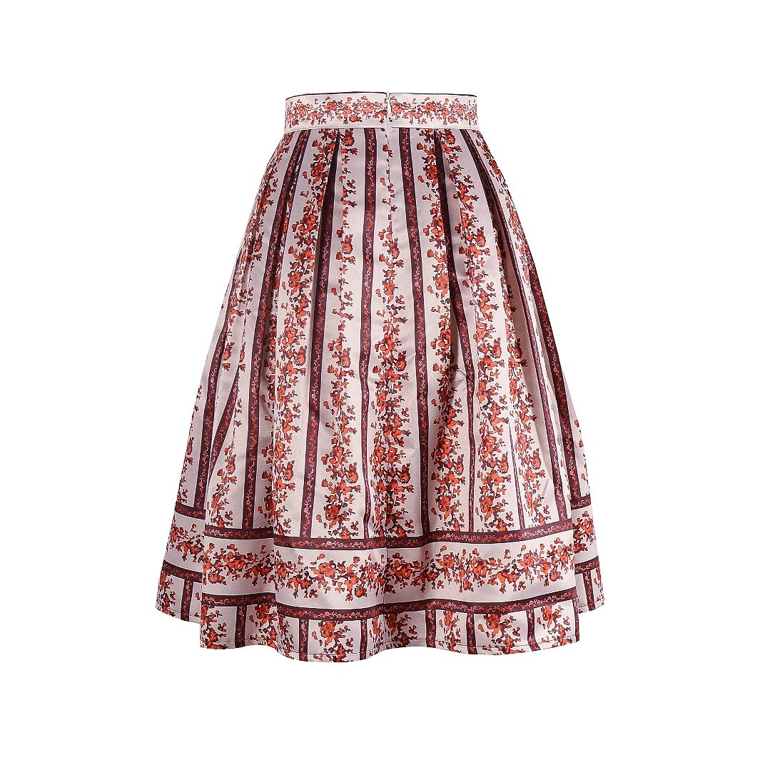 Bavarian-Inspired Pink Floral Midi Skirt