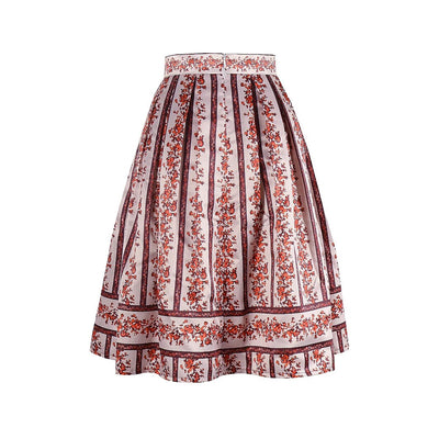 Bavarian-Inspired Pink Floral Midi Skirt
