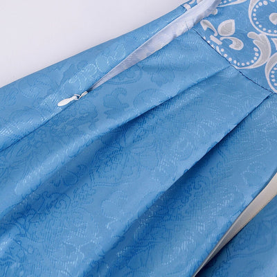 Oktoberfest Costume Blue Dirndl Dress with Blouse and Lace Apron