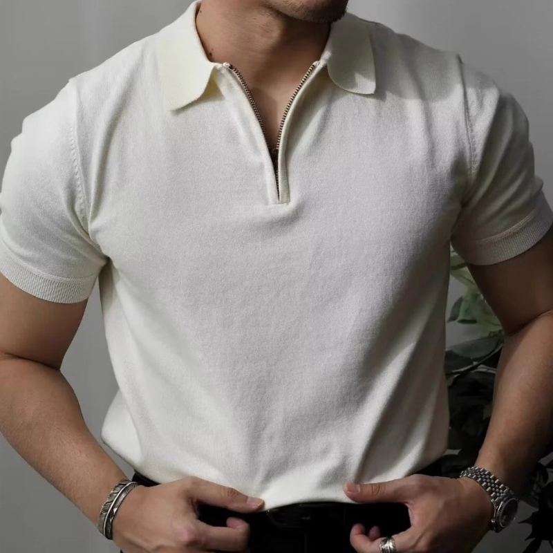 Klassisches Herren-Poloshirt mit Reißverschluss | Kurzarm