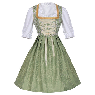 Oktoberfest Champagne Gold Dirndl Dress with Apron and Blouse