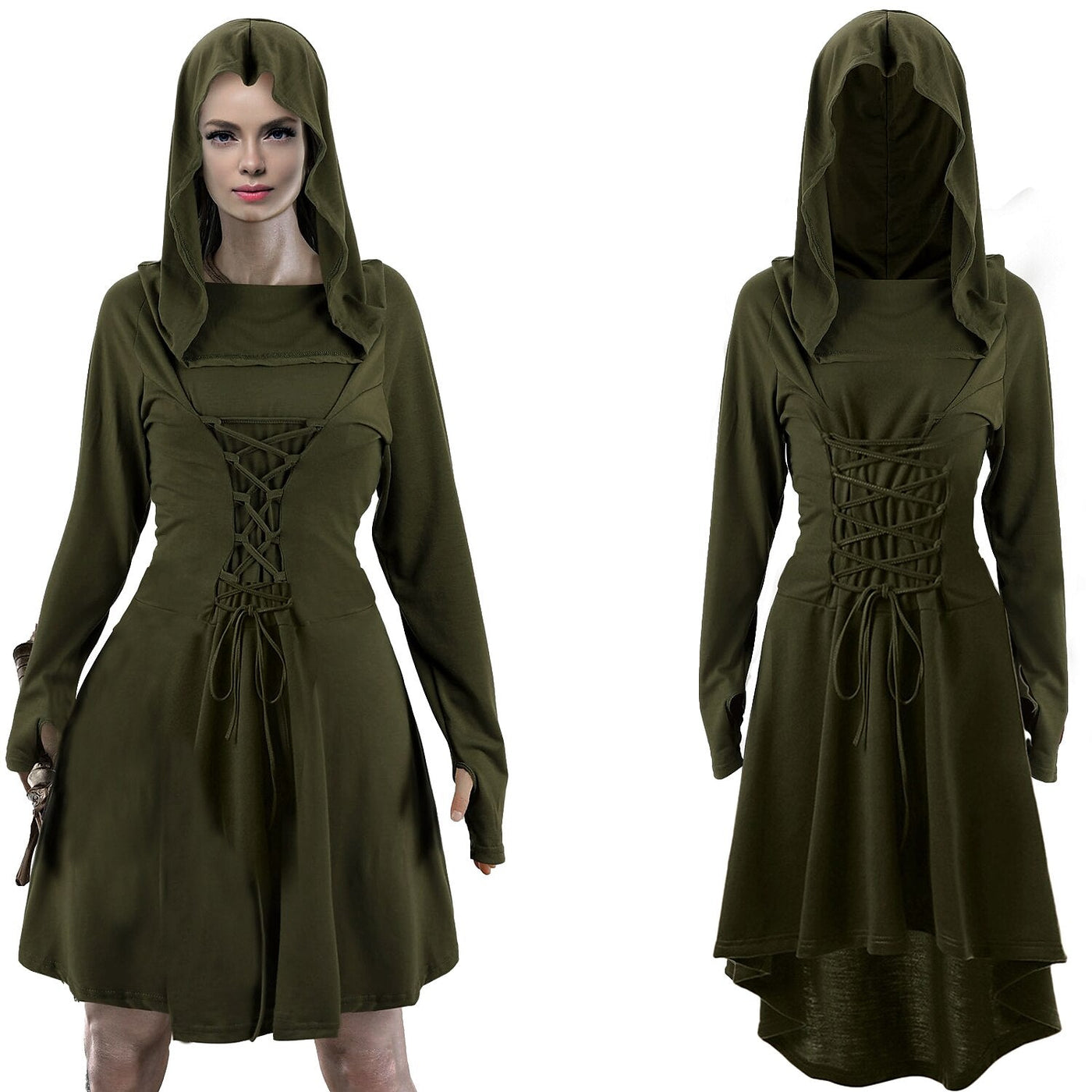 Medieval Fantasy Hooded Dress