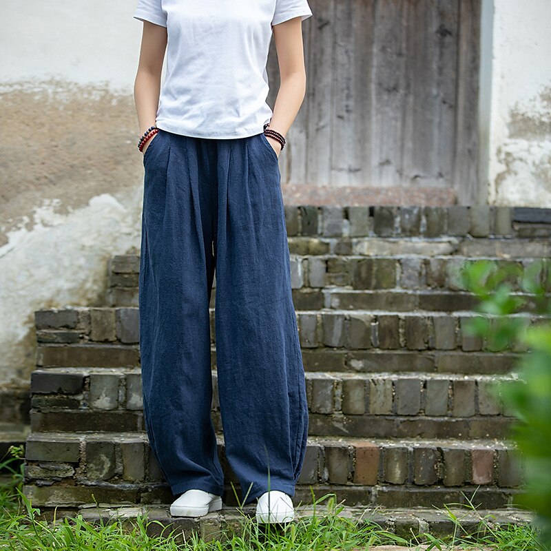 Classic Loose Wide-Leg Cotton Linen Pants