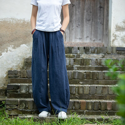 Classic Loose Wide-Leg Cotton Linen Pants