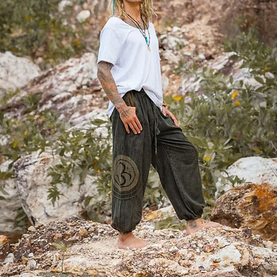 Retro Ethnic Style Loose Design Cotton Pants