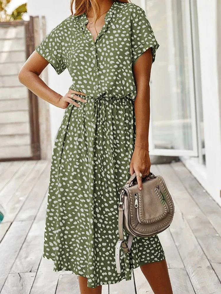 Lässiges bedrucktes Sommerkleid für Damen | Midi