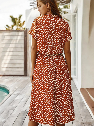 Lässiges bedrucktes Sommerkleid für Damen | Midi