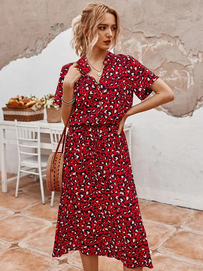 Lässiges bedrucktes Sommerkleid für Damen | Midi