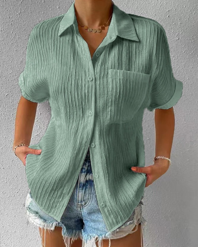 Lässiges Button-Down-Hemd für Damen | kurzarm