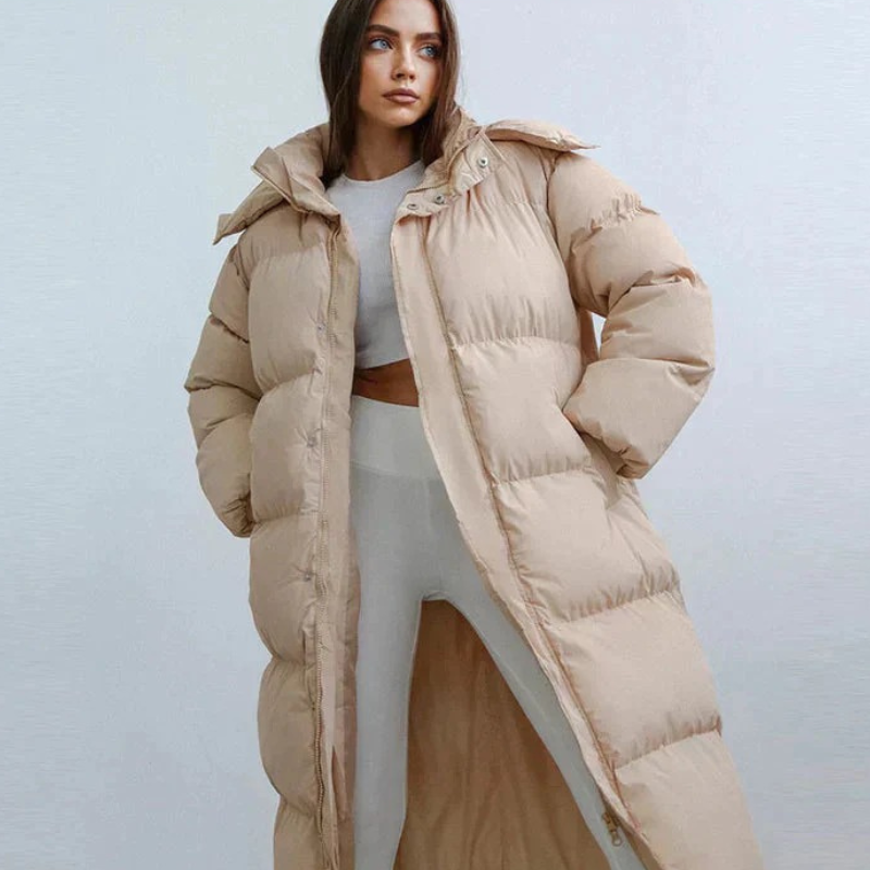 Lange warme Damen-Pufferjacke | Winter