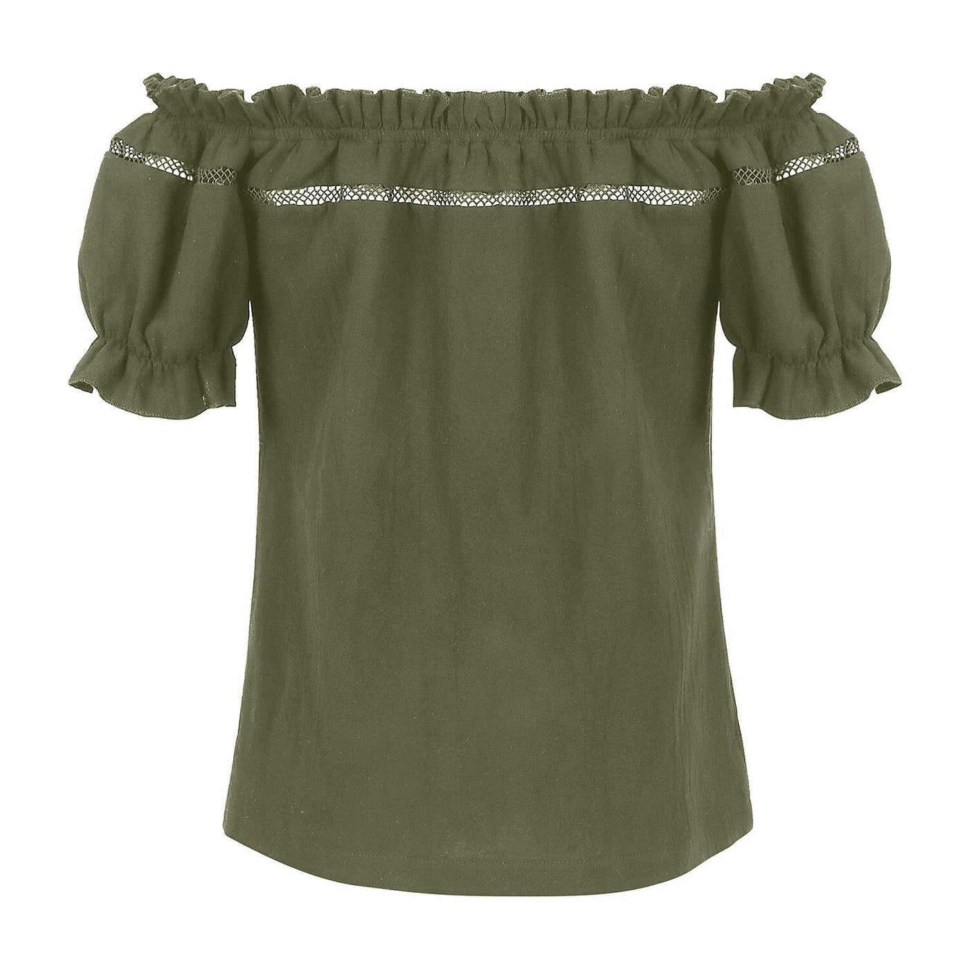 Renaissance Crew Neck Off Shoulder Lace-up Tops