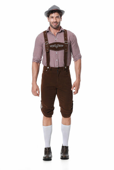 Men's Bavarian Oktoberfest Costume Set with Shirt, Suspenders and Alpine Hat