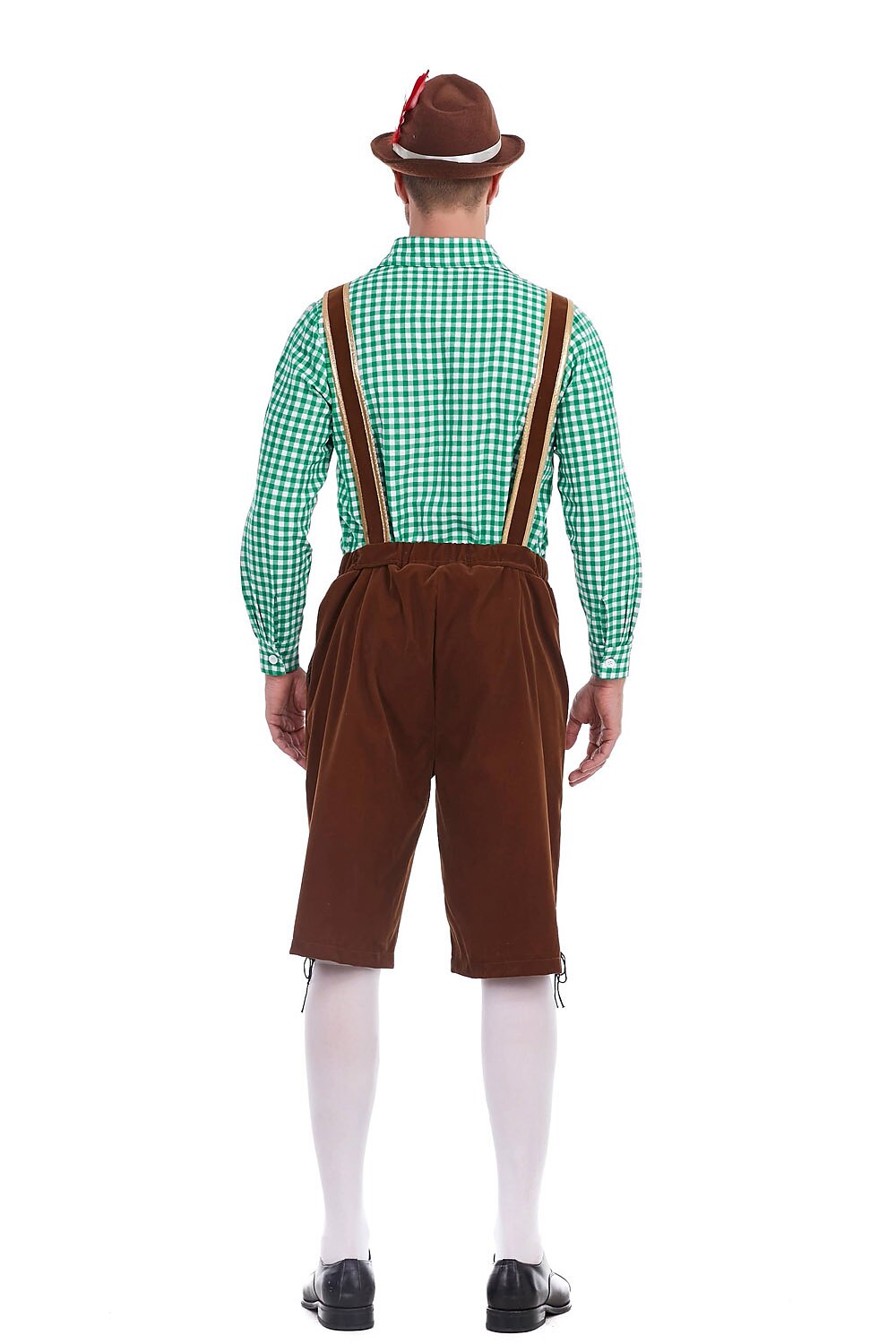 Oktoberfest Men’s Costume Set with Embroidered Lederhosen and Shirt