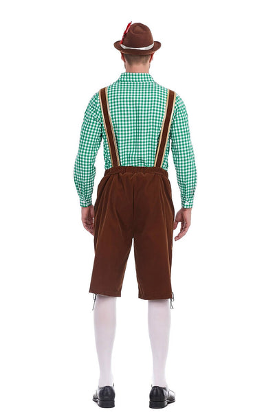 Oktoberfest Men’s Costume Set with Embroidered Lederhosen and Shirt