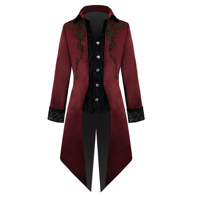Men's Retro Vintage Steampunk Embroidered Tailcoat