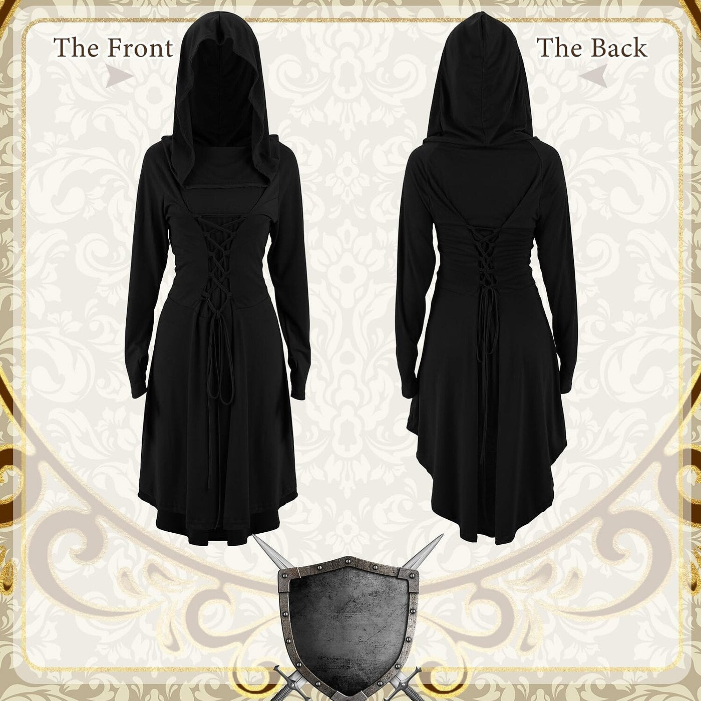 Medieval Fantasy Hooded Dress