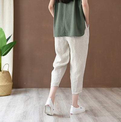 Classic Loose Fit Cotton Linen Blend Pants