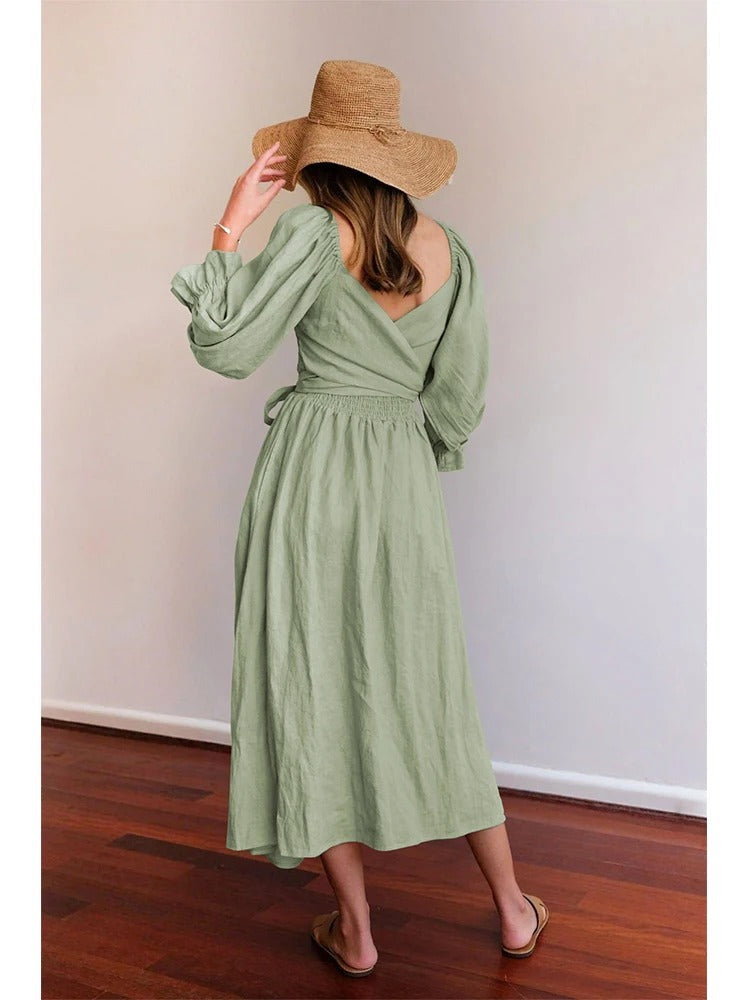 Elegantes Kleid für Damen mit französischen Rüschenärmeln – Ysaline