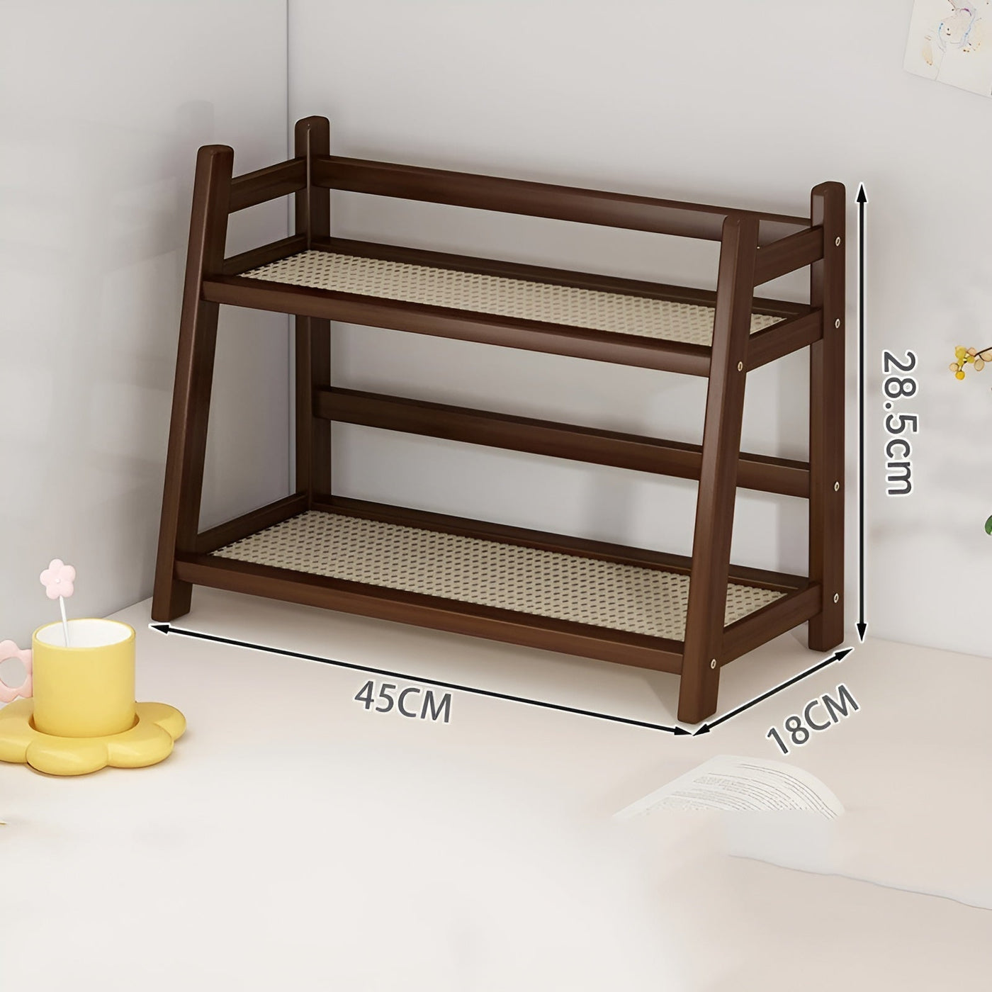 Gewürzregal aus Bambusimitat – 2-stöckiges Küchenregal | Ideal für Arbeitsplatte & Kaffee-Ecke