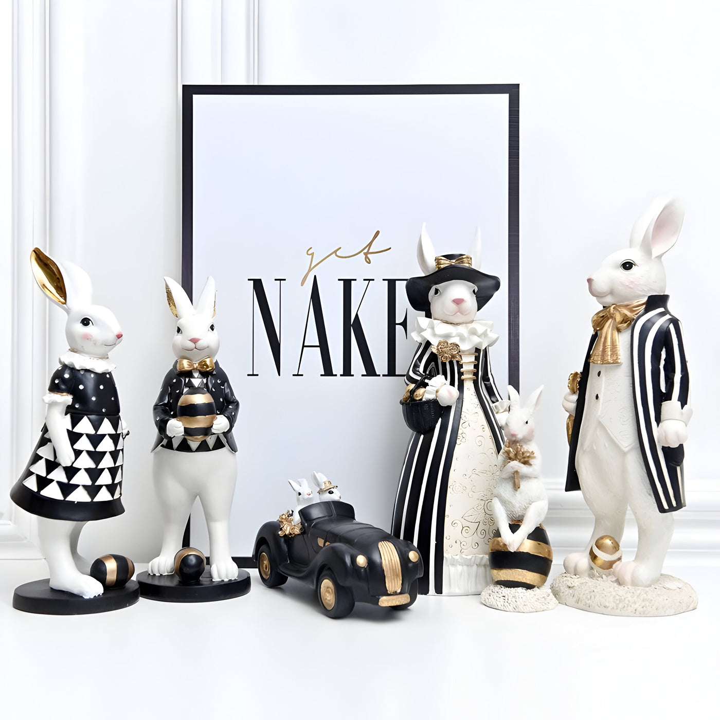 RegalRabbit Decor – Dekorative Pastorale Palast Hasenfamilie Dekoration