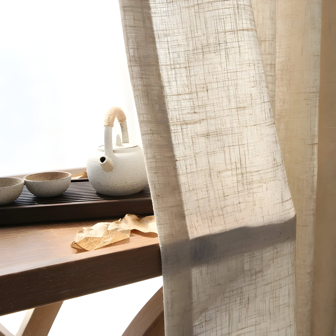 HikariVeil Vorhänge - Japan-Stil Halbdurchsichtige Sichtschutzvorhänge