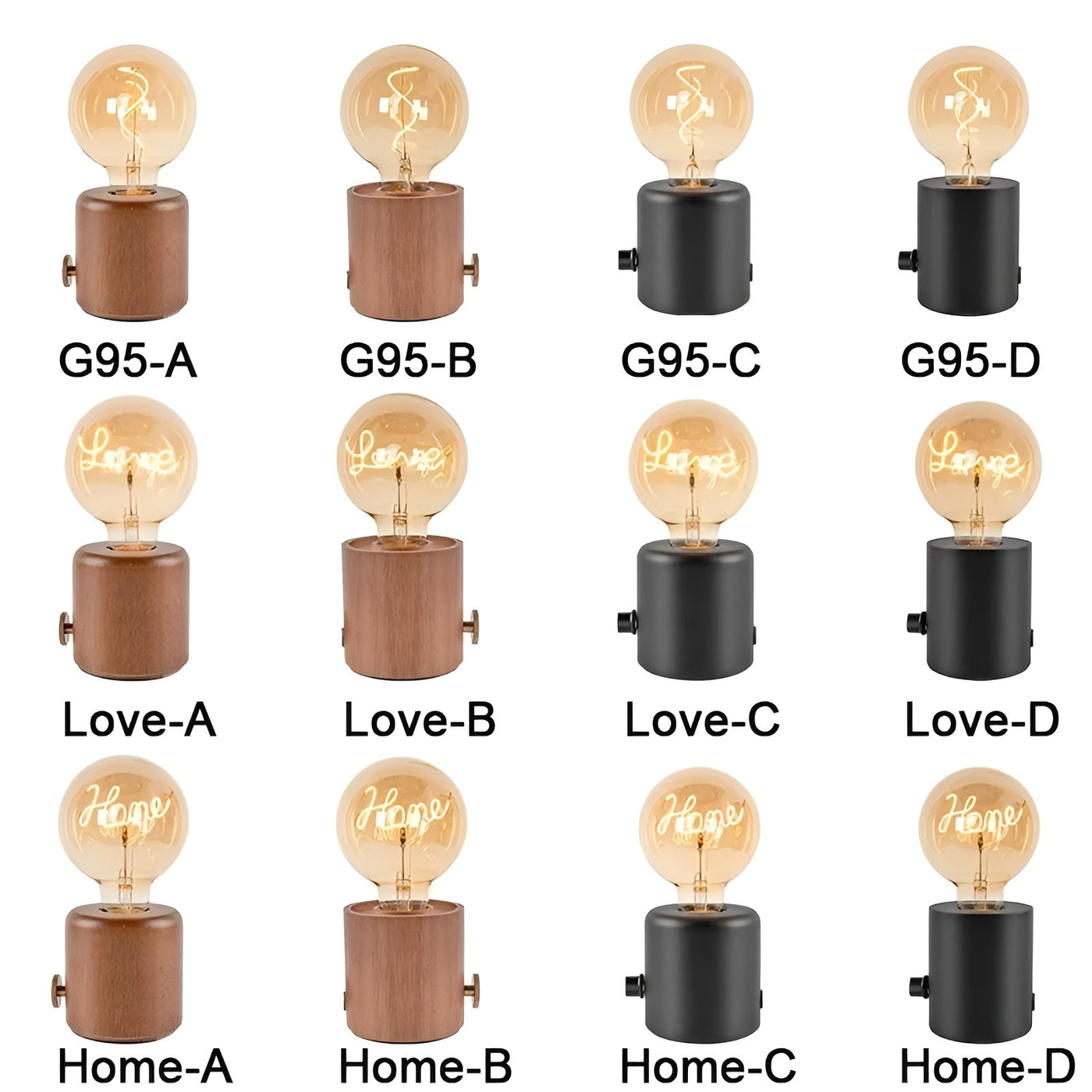 LunaHollow Lampe – Vintage Holz Tischlampe