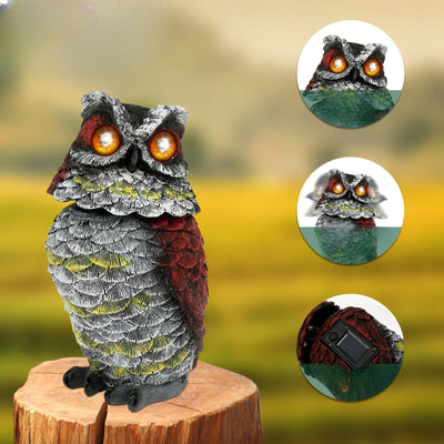 NightGlare Statue - Solarbetriebene Eulenstatue