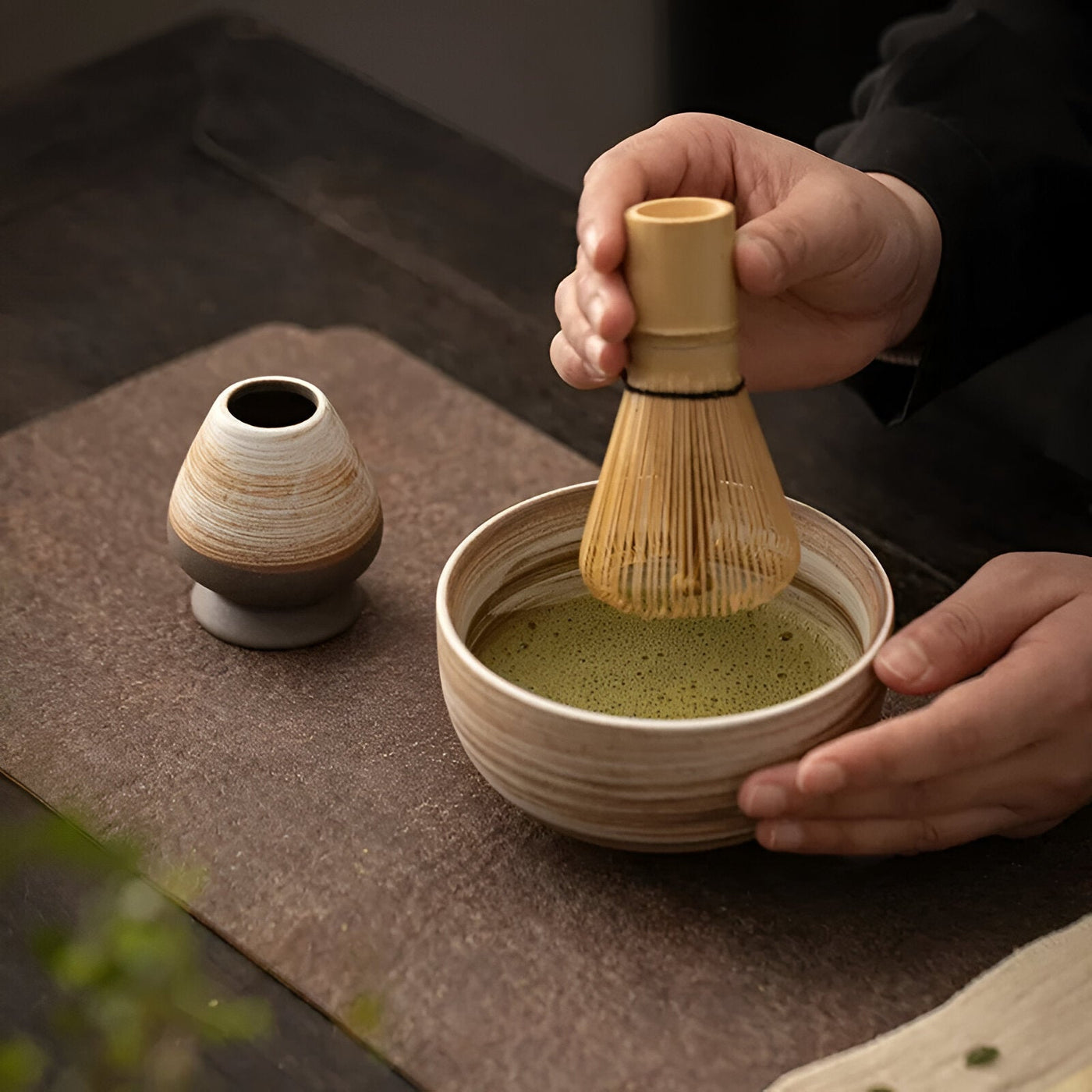 Matcha Tee-Set – 4-teilig mit Bambusbesen | Für traditionelle Teezeremonie