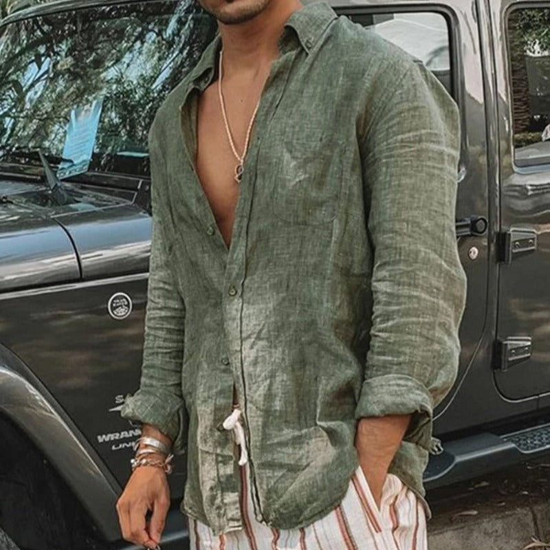 LÄSSIGE HERREN LEINEN STRANDHEMD