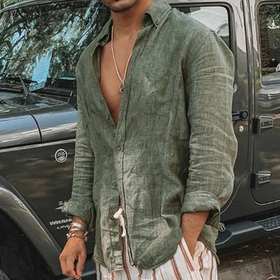 LÄSSIGE HERREN LEINEN STRANDHEMD