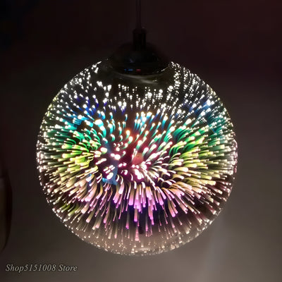 Pendelleuchte mit Feuerwerkseffekt – Dekorative 3D-Glaslampe für gemütliches Wohnzimmer